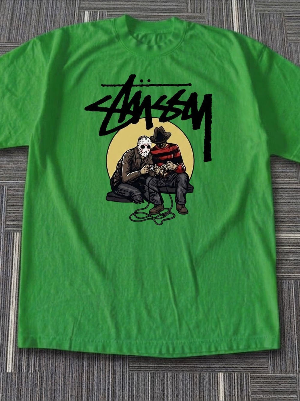 Gildan Stussy Horror Movie Gaming Green Tee